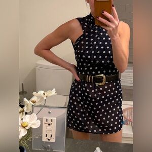 Susan Graver Navy Polka Dot Mini Dress